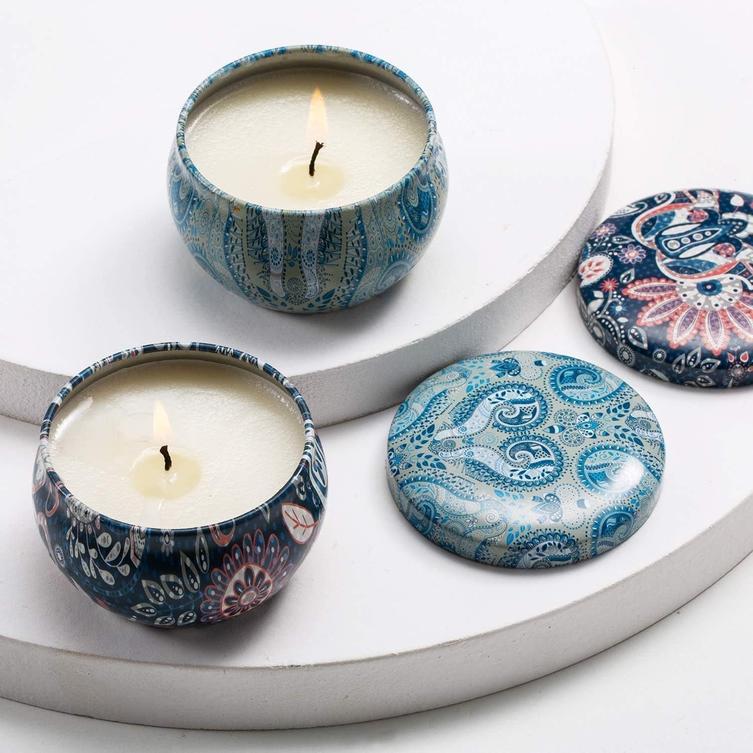 Scented Candles Gift Set, Natural Soy Wax Portable Travel Tin Candles Women Gift with Strongly Fragrance Essential Oils for Stress Relief and Aromatherapy - 16 Pack