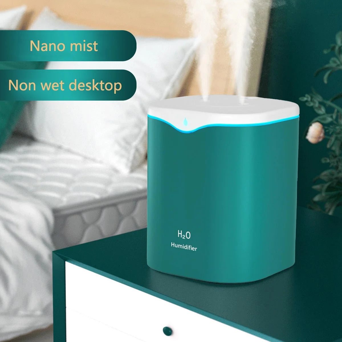 67Oz Humidifier for Bedroom, Portable Silent Air Diffuser Personal Desktop Humidifie with LED , Cool Mist Humidifiers for Home,Office,Baby Room,Car